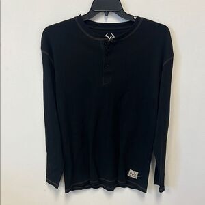 RealTree Black Long Sleeve Waffle-knit Shirt Size L